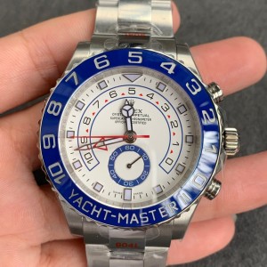 Rolex Yacht Master II 2017, weißes Zifferblatt, blaue Lünette, 116680, Replik-Uhr