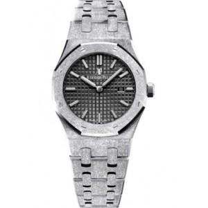 Audemars Piguet Royal Oak 67653 Quarz-Armbanduhr aus mattiertem Weiß- und Roségold